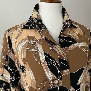 Vintage Medium Set Petite Skirt Top MP Pleated Classic Equestrian Chain Print